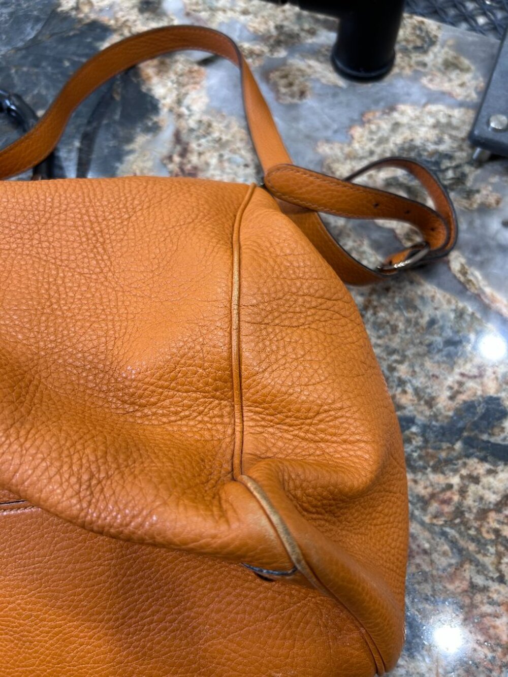 Gucci Handbag with Bamboo Handles & Shoulder Strap Orange Pebbled - Picture 8 of 16